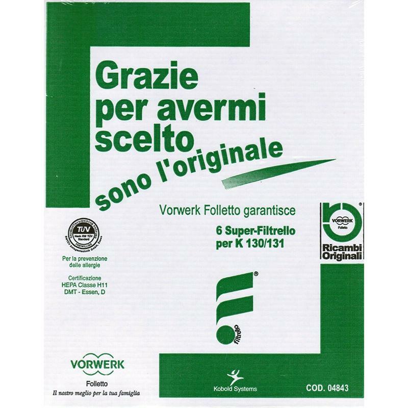 vorwerk sacchetti vk 131 vk 130 originali fp130 fp131 6pz - foto 2