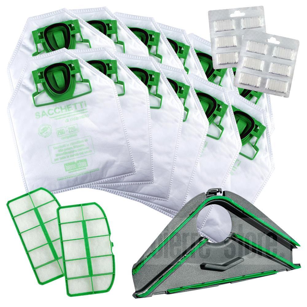 kit sacchetti folletto compatibili VK200-220S con sottospazzola filtri e profumi