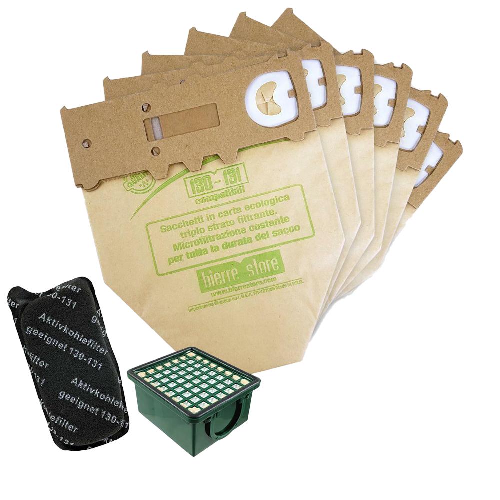 bierre store kit sacchetti folletto vk 130 - 131 6 pz + granuli talco+ filtri compatibili - foto 2